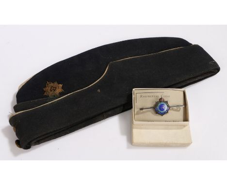 Field Service Cap to the Royal Army Service Corps, blue with white piping and top, Kings Crown cap badge and buttons, togethe