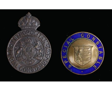 First World War Ipswich Special Constables badge in gilt and enamel, maker 'J.R.Gaunt, London' , pin fitting, together with a