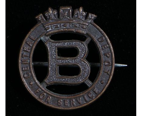 First World War Princess Beatrice's Central Depot badge for service making bandages and garments, pin fitting