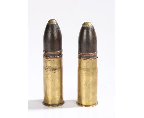 Two First World War U.S. 37 mm shell cases with projectiles, both cases dated 9/17