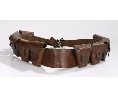 First World War British 1903 pattern 10 pouch ammunition bandolier for mounted troops, stamped with broad arrow and date whic
