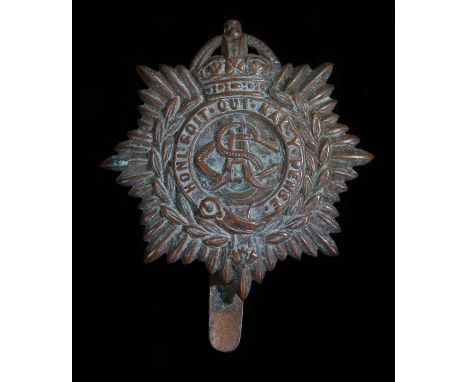 First World War 1916 brass economy issue cap badge to the Army Service Corps, slider to the reverse