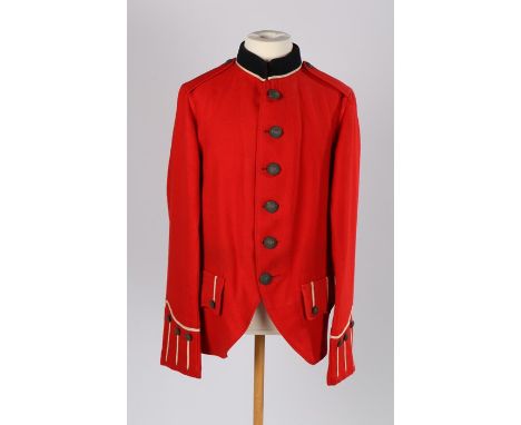 Scarce Pre First World War O/R's scarlet serge frock to a highland regiment, Queen Victoria Crown General Service buttons thr