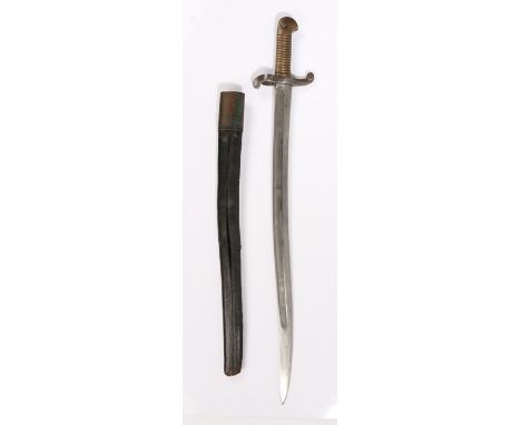 French Model 1842 Yataghan Sword Bayonet made in Germany by the maker Paul D. Luneschloss &amp; Cie, Solingen, curved steel f