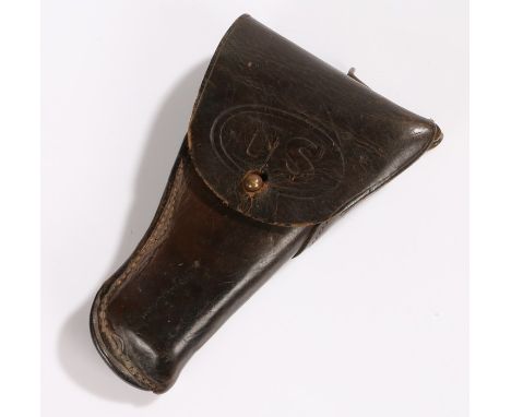 First World War 1917 Dated U.S. Army holster by Graton &amp; Knight , leather holster embossed with 'U.S.' to the front flap 