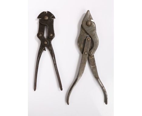 First World War British Wire Cutters, one pair marked 'Bradbury' and dated 1916, the other, folding example marked 'Carr Wild