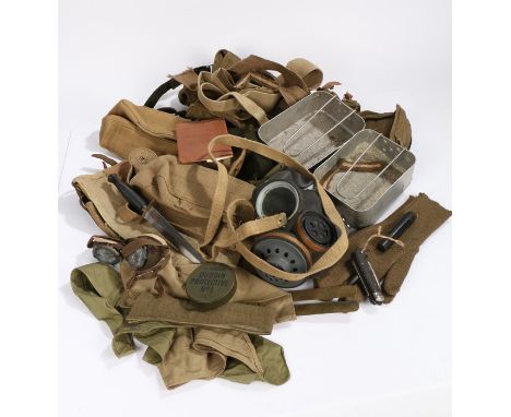 Mixed lot of Second World War militaria, 1945 dated mess tin, 1944 dated army jack knife, 1944 dated handkerchief, 37 Pattern