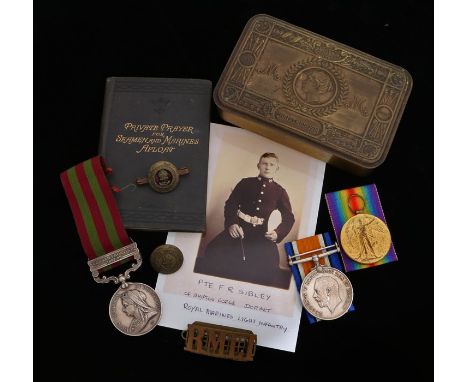 Victorian and First World War  family grouping of medals, India 1895 Medal with clasp 'Punjab Frontier 1897-98' ( 63327 SHOEI