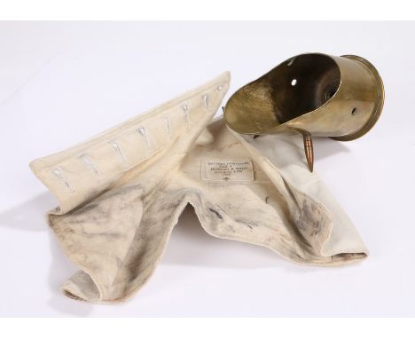 First World War Trench Art in the form of a coal scuttle fashioned from a Russian shell case with bullet protusions, base of 