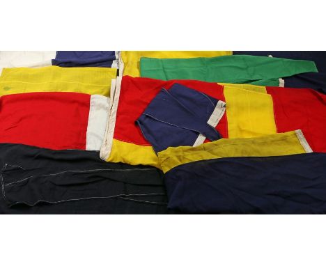 Collection of Naval signal flags,including 'A', 'B', 'H','K', 'L','R',Screen Pennant, Turn Pennant, Pennant '2', '7' flag, et