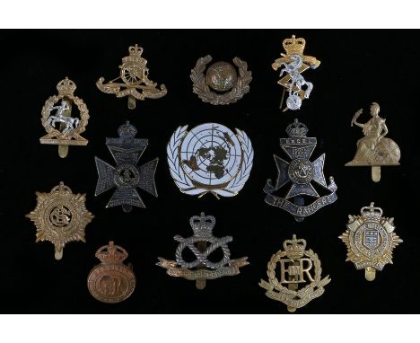 Quantity of British Army Badges including, The Norfolk Regiment, The Royal Military Police, The Kings Royal Rifle Corps, The 