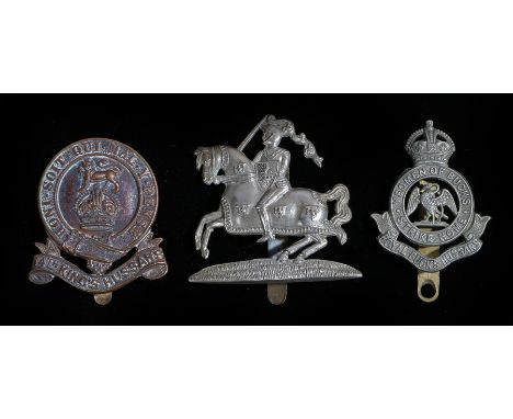 First World War period O/R's cap badge to the 14th Hussars, slider to the reverse, together with an O/R's cap badge to the Ro