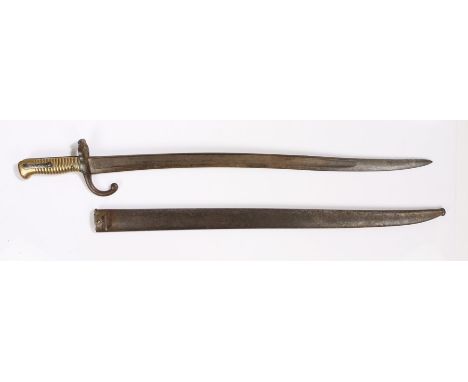 French Model 1866 Chassepot bayonet made at the Impériale de Tulle Arsenal, maker mark to the spine with the date October 186