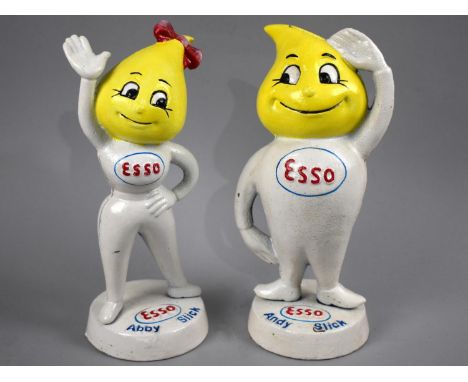 A Pair of Painted Reproduction Cast Metal Advertising Esso Oil Figures, 24cms High 