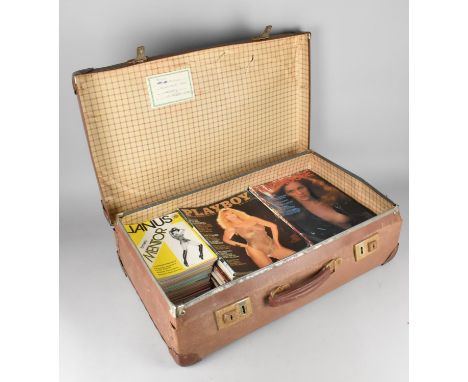 A Vintage Trunk Containing Various Adult Magazines to include Playboy, Penthouse Etc 