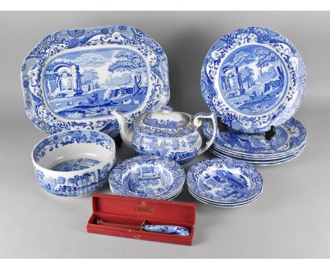 A Collection of Various Spode Italian Pattern China to comprise Platter, Teapot, Bowls, Plates Etc 