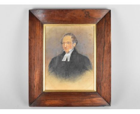 A Framed Watercolour Portrait of Sir Peregrine Maitland of Brighton by Emily Scott Dated 1851 in Rosewood Frame, 30x35.5cms H