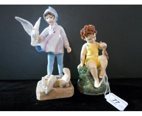 A Royal Worcester figurine modelled by Freda Doughty, Fantails, together with another Worcester figurine 'Friday's Child is L