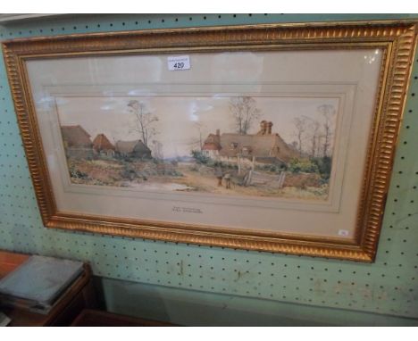 Will Anderson, 'Near Godalming', a rural scene, watercolour, titled and named to the mount, (18.5cm x 52cm), glazed in a gilt