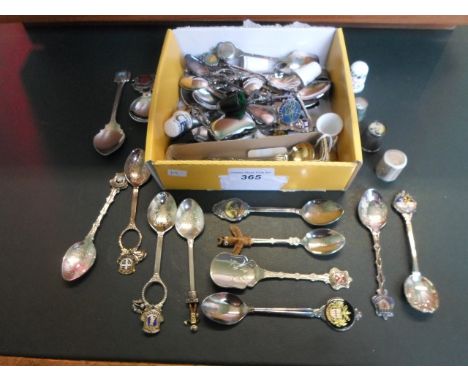 A 19th century silver mustard spoon, together with a quantity of silver plated commemorative teaspoons and white metal and ce