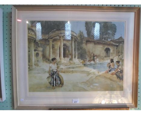 After William Russell Flint (1880-1969), ladies in a Roman bath, print, signed in pencil to the margin with gallery blind sta