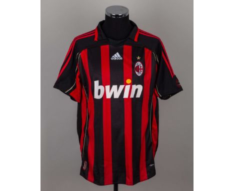 Kaka red and black AC Milan autographed shirt, the number autographed with COA