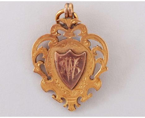 9ct gold Birmingham & District Championship medal, 1895-96, the obverse inscribed EWS, the reverse inscribed B & D F.L. Champ