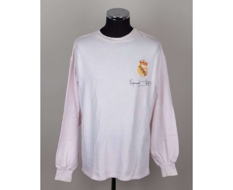 Raymond Kopa white Real Madrid replica autographed long-sleeved shirt, staining&nbsp;