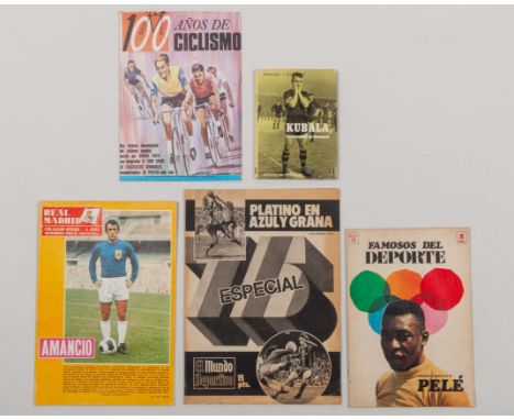 Real Madrid magazines , 1968 and 75th Anniversary 1977, Barcelona 75th Anniversary magazine, two Famosos del deporte&nbsp;mag