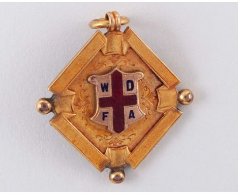 9ct gold and enamel Walsall District medal, 1898-99, the obverse inscribed WDFA, the reverse inscribed Aston Villa F.C., Winn
