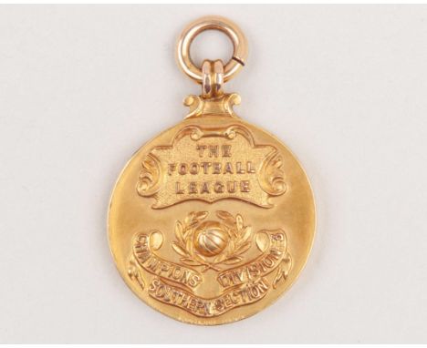 Harry Duggan 9ct gold Division 3 League Championship winners medal, 1938-39, the obverse inscribed THE FOOTBALL LEAGUE CHAMPI