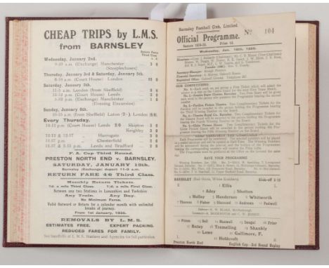 Bound volume of Barnsley match programmes, 1934-35, comprising Notts County, 27th August, Port Vale, 1st September, Swansea T
