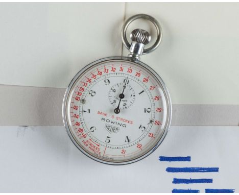 Geoffrey Page a rare Heuer Rowing stopwatch in white-metal case, used by Geoffrey Page when he was the time keeper for the Bo