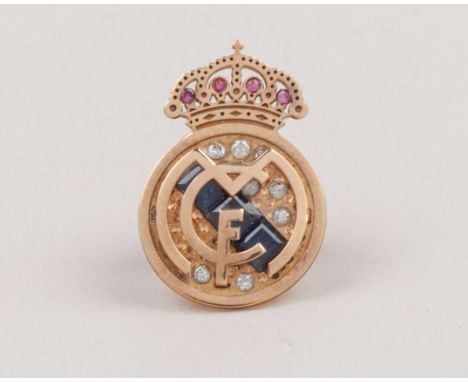 Continental gold and gemset Real Madrid Anniversary lapel badgeThe lapel badge was presented on the occasion of their 60th an