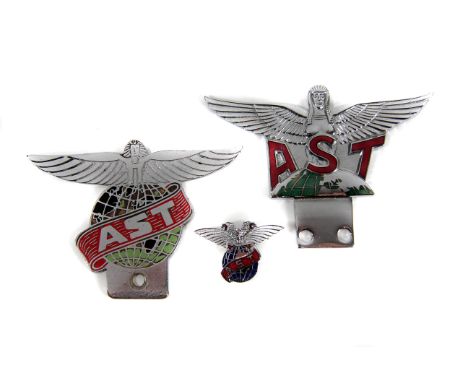 Air Services Transport Badges c1930s-1940s: Two car badges and a companion uniform badge, enamel on chromed brass decorative 