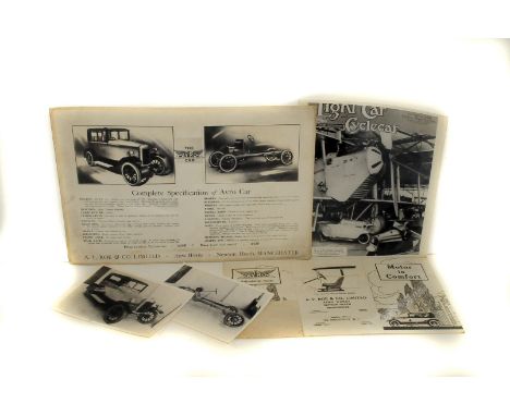 Avro Motor Car - A folio of early 20th century & later ephemera c1920: including photographs, press-cuttings, draft Marque-hi