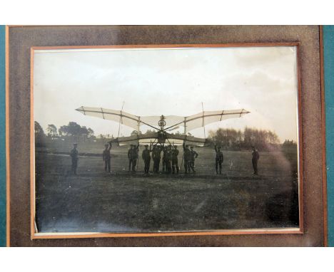 Pioneer Aviation Farnborough - A rare early 20th century photograph of the Army Power Kite on trials 1907: original framed ph