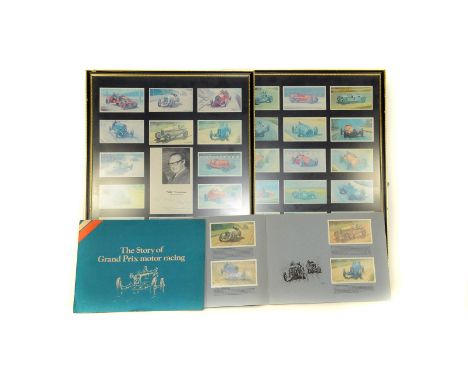 Roy Nockolds “Story of Grand Prix Motor Racing”: Two framed sets of trade-cards & booklet depicting the “History of Motor Spo