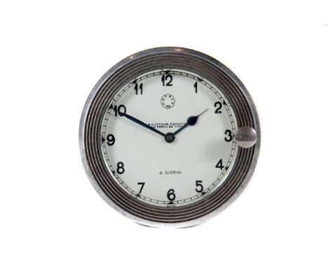 Motor Clock, A good pre-war dashboard timepiece by Metron SA Officine Piedmont Parma & Torino c1930: cream dial with arabic n