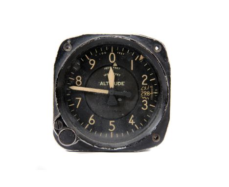 WWII RAF Altimeter: an instrument-board gauge by Kollsman c1944, calibrated 0-50,000ft, manual compensated chapter-ring, bear
