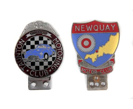 Taunton Motor Club & Newquay Motor Club: Two member’s car badges c1950s, both with decorative enamel designs with Ferrari & c