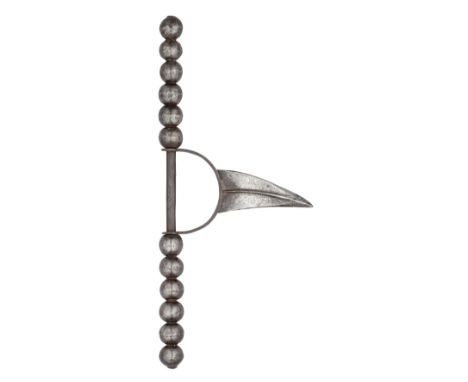A INDIAN COMBINED DAGGER AND MACE, 19TH CENTURY with reinforced katar style blade of cruciform section, arched guard, and a g