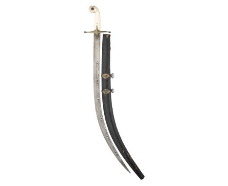 ˜ AN OTTOMAN SWORD, TURKEY, LATE 18TH/19TH CENTURY with earlier style curved single-edged blade of wootz steel, formed with a