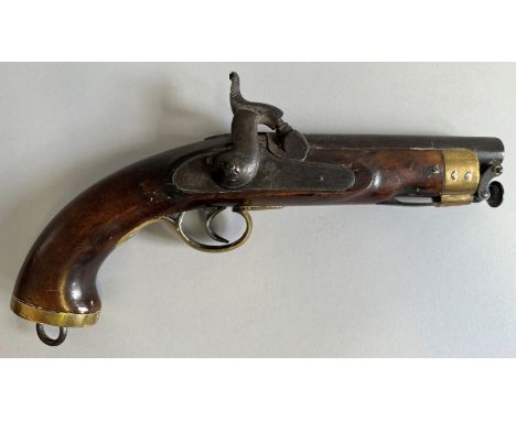‡ A 22 BORE PERCUSSION EAST INDIA COMPANY SHORT SERVICE PERCUSSION PISTOL, MID-19TH CENTURY of regulation type, with tapering