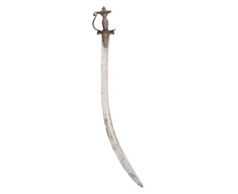 AN INDIAN SWORD (TALWAR), LATE 17TH/18TH CENTURY with curved blade double-edged towards the point, formed with a long fuller 