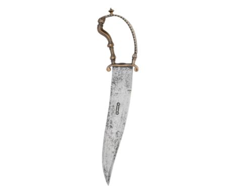 A SOUTH INDIAN DAGGER (BICHWA), 18TH/19TH CENTURY, POSSIBLY MYSORE OR BANAGALORE, KARNATAKA with recurved double-edged blade 