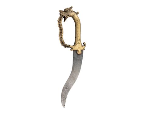 AN INDIAN DAGGER (KHANJAR), 18TH CENTURY, POSSIBLY MADRAS, TAMIL NADU with recurved blade formed with a rectangular ricasso. 