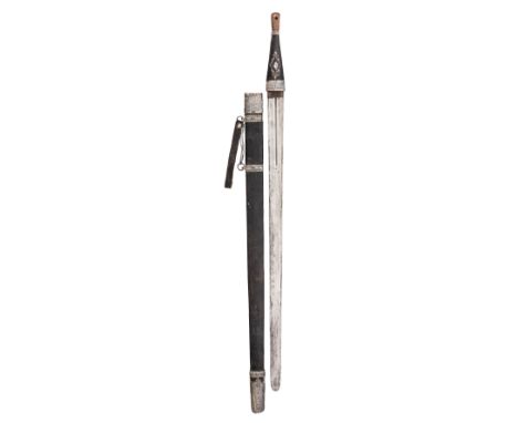 AN ARAB SWORD (KATTARI), OMAN, 19TH CENTURY with straight double-edged blade formed with a short fuller and rounded tip, leat
