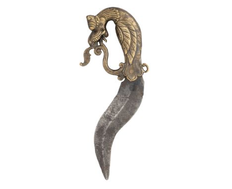 A SOUTH INDIAN DAGGER (KHANJAR), POSSIBLY MADRAS OR MALABAR COAST, KARNATAKA with recurved double-edged blade (repaired at th