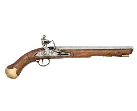 A 25 BORE 1801 PATTERN LONG SEA SERVICE PISTOL, DATED 1805 of regulation type, the barrel struck with Tower view and proof ma